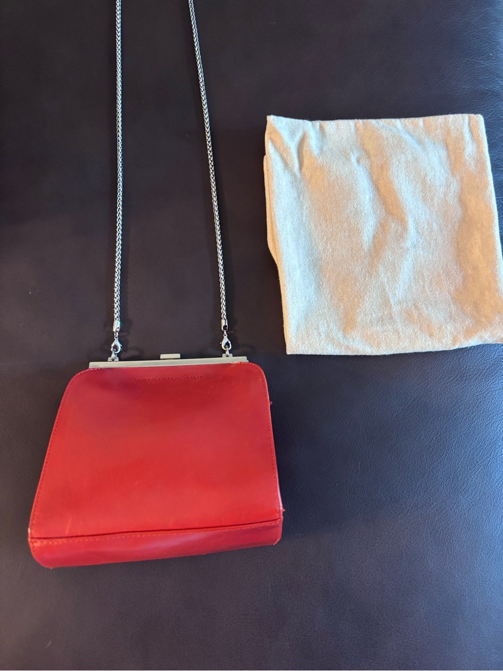 Barbara Bui Red Leather Chain Crossbody
